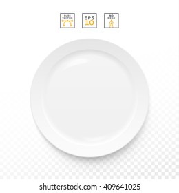 Plate isolated. Cutlery items realistic. Plate isolation on a white background . Cutlery object realistic. Plate top view isolated. Plate for dishes