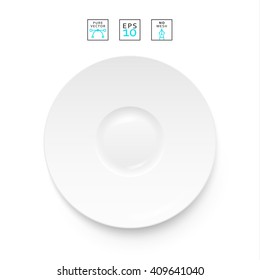 Plate isolated. Cutlery items realistic. Plate isolation on a white background . Cutlery object realistic. Plate top view isolated. Plate for dishes