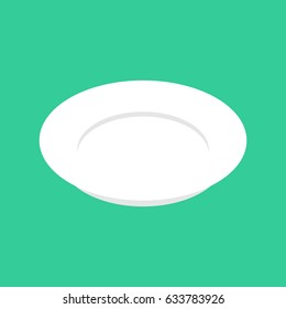 Plate Isolated isometric. white empty dish. Cutlery on white background