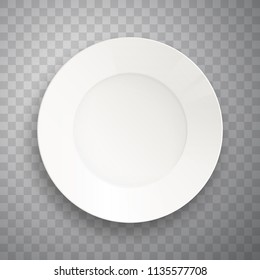 Plate isolated on transparent background. Realistic food plate. Vector illustration