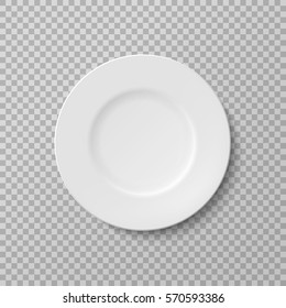 Plate, isolated vector object on a transparent background. White kitchen appliances utensils for eating, Illustration for your projects.
