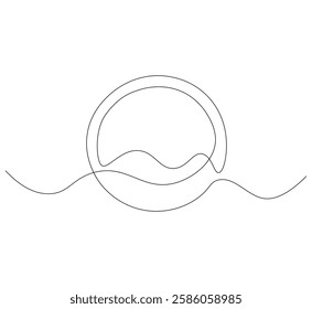 Plate kitchen continuous line. Continuous one line drawing plate. plate, equipment concept. Single line drawing