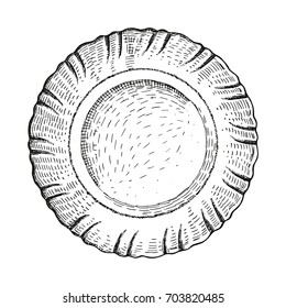 plate kitchen porcelain vector. hand drawing isolated