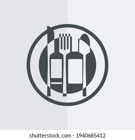 Plate Knife Bottle Fork Spoon Vector templates, Logo, Illustration
