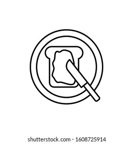 Plate knife bread jam icon. Simple line, outline vector cooking icons for ui and ux, website or mobile application