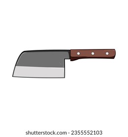 caricatura con cuchillo de placa. negro de la mesa, cocinar la comida, comer el símbolo del cuchillo de placa metálica. ilustración vectorial de símbolo aislado