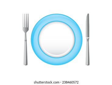Plate with knife and fork.