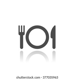 Plate, knife and fork icon
