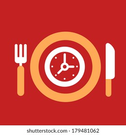 plate with knife and fork with an icon of  Clock