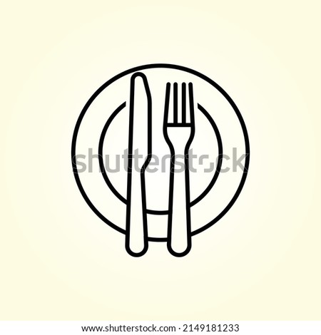 Plate and knife with a fork, icon design vector for web and apps, logo.
