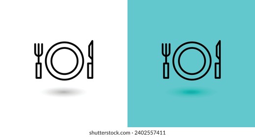 Placa y cuchillo con el logotipo de un icono de bifurcación y cuchillo