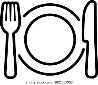 
Plate, knife and fork icon material illustration