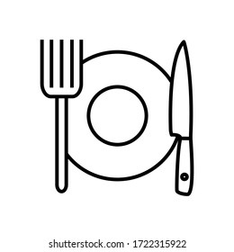 estilo de contorno de icono de la bifurcación de la placa para su diseño web, logotipo, IU.  ilustración