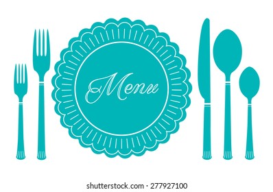 plate knife and fork icon - vector illustration isolated on white. Menu sign