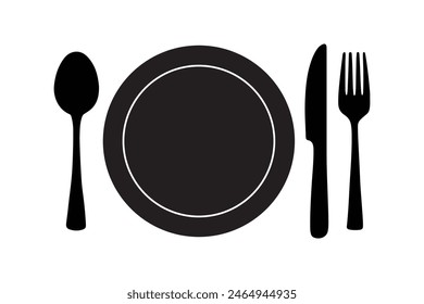 plate with knife and fork isolated on white background vector illustration