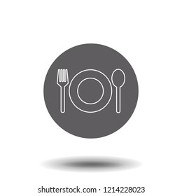 Plate and knife with a fork line icon