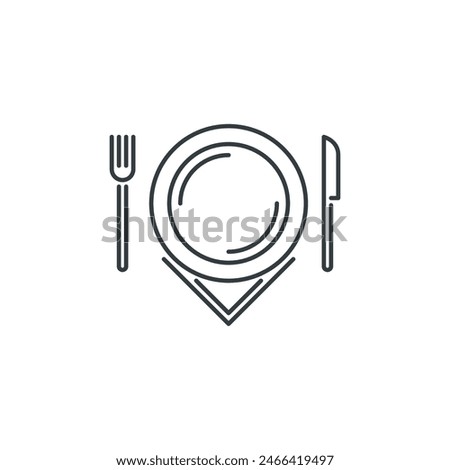 Plate, knife, fork, napkin, restaurant, cafe icon, vector illustration