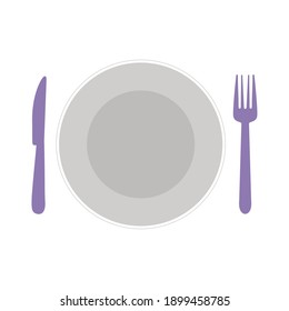plate with knife and fork on the sides vector illustration design