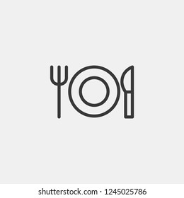 Plate, Knife & Fork Restaurant icons. Modern Simple Vector Icon