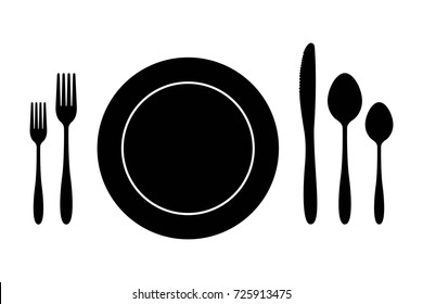 Plate knife fork and spoon. cutlery set vector illustration