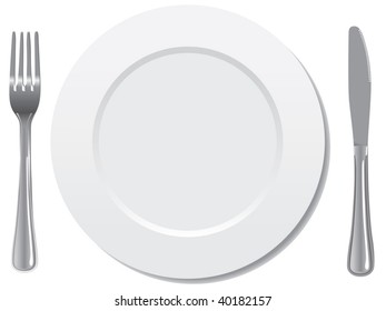 plate knife and fork vector