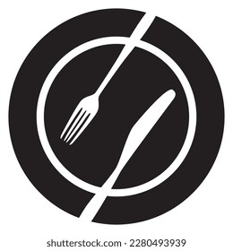 Plate, knife and fork vector icon design. Flat icon.