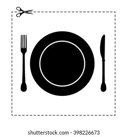 plate knife and fork vector icon