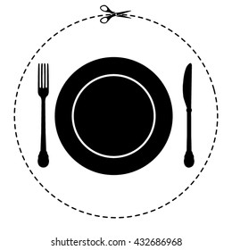plate knife and fork vector icon