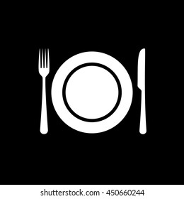 Plate with knife and fork vector icon