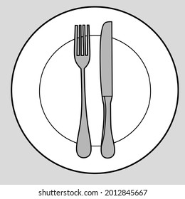 Plattenmesser und Gabel, Vektorgrafik. Geschirr-Set