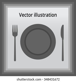 Plate, knife and fork. vector illustration icon