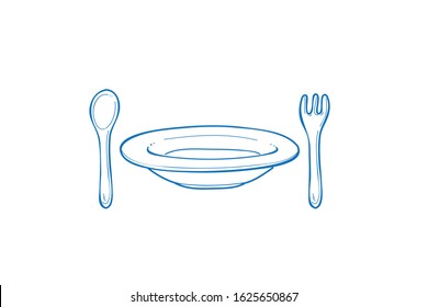 Plate and knife icon with a fork
