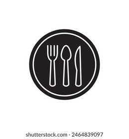 plate, knife, spoon and fork  icon, template for graphic and web design. vector illustration