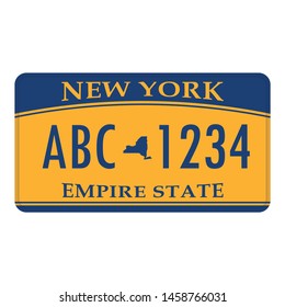 Plate license New York on a white background