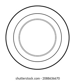 ilustración vectorial de línea de placa, aislado en fondo blanco, vista superior