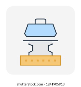 Plate load test vector icon. Soil capacity testing with apparatus or equipment, procedure of civil engineering for monitoring, quality control of settlement, strength of compaction for safe assurance.