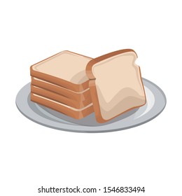 plate with loaves icon over white background, vector illustration