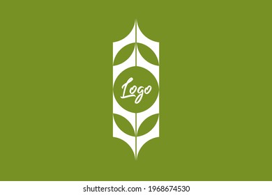 Plate logo with negative space of leaves on the top and bottom