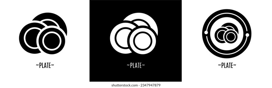 Juego de logotipo de placa. Colección de logotipos en blanco y negro. Vector de material.