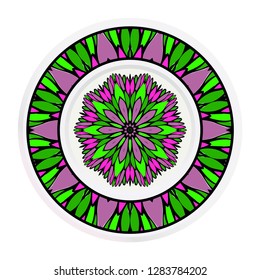 plate with mandala ornament. Vector illustration. Isolated. Tribal ethnic ornament with mandala. Home decor vector illustration