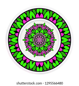 plate with mandala ornament. Vector illustration. Isolated. Tribal ethnic ornament with mandala. Home decor vector illustration