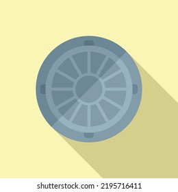 Plate manhole icon flat vector. Sewer lid. Street pit
