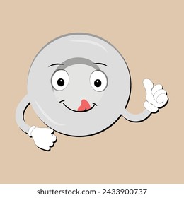 Plate mascot cartoon character with different expressions, happy mood, sad, angry, facial expressions and different emotions