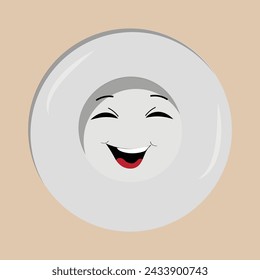 Plate mascot cartoon character with different expressions, happy mood, sad, angry, facial expressions and different emotions