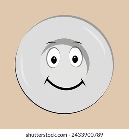 Plate mascot cartoon character with different expressions, happy mood, sad, angry, facial expressions and different emotions