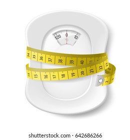 Plate with Measuring Tape and Scale for a Weighing Machine