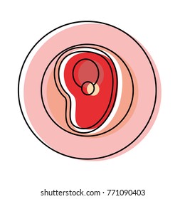 plate with meat  vector illustration