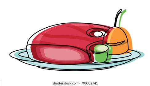 plate with meat and vegetables icon