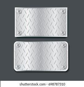 plate metal banner set background vector illustration