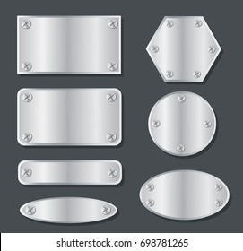 plate metal banner set vector illustration